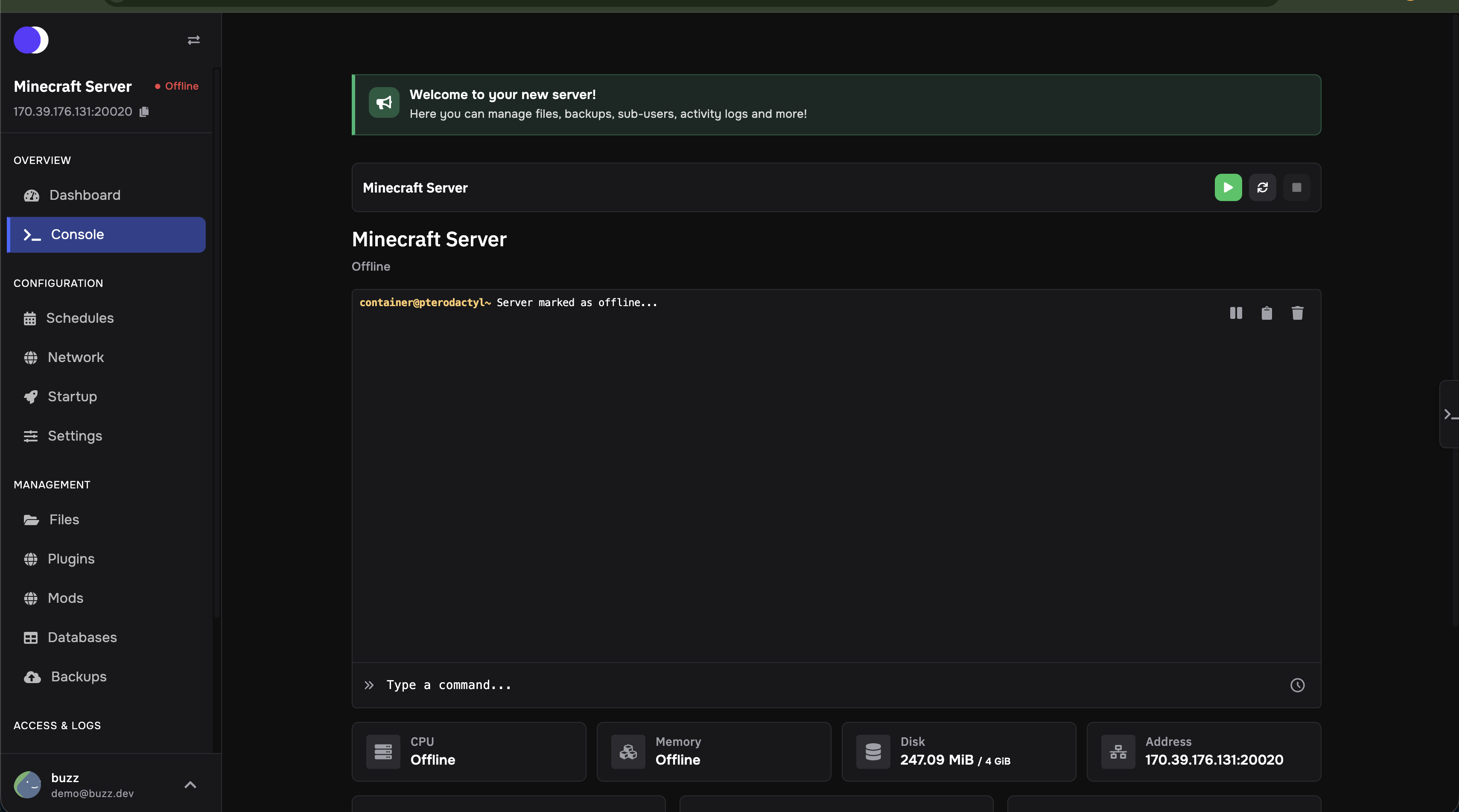 İnoxweb Minecraft Server Yönetim Paneli - Kolay Kontrol Arayüzü